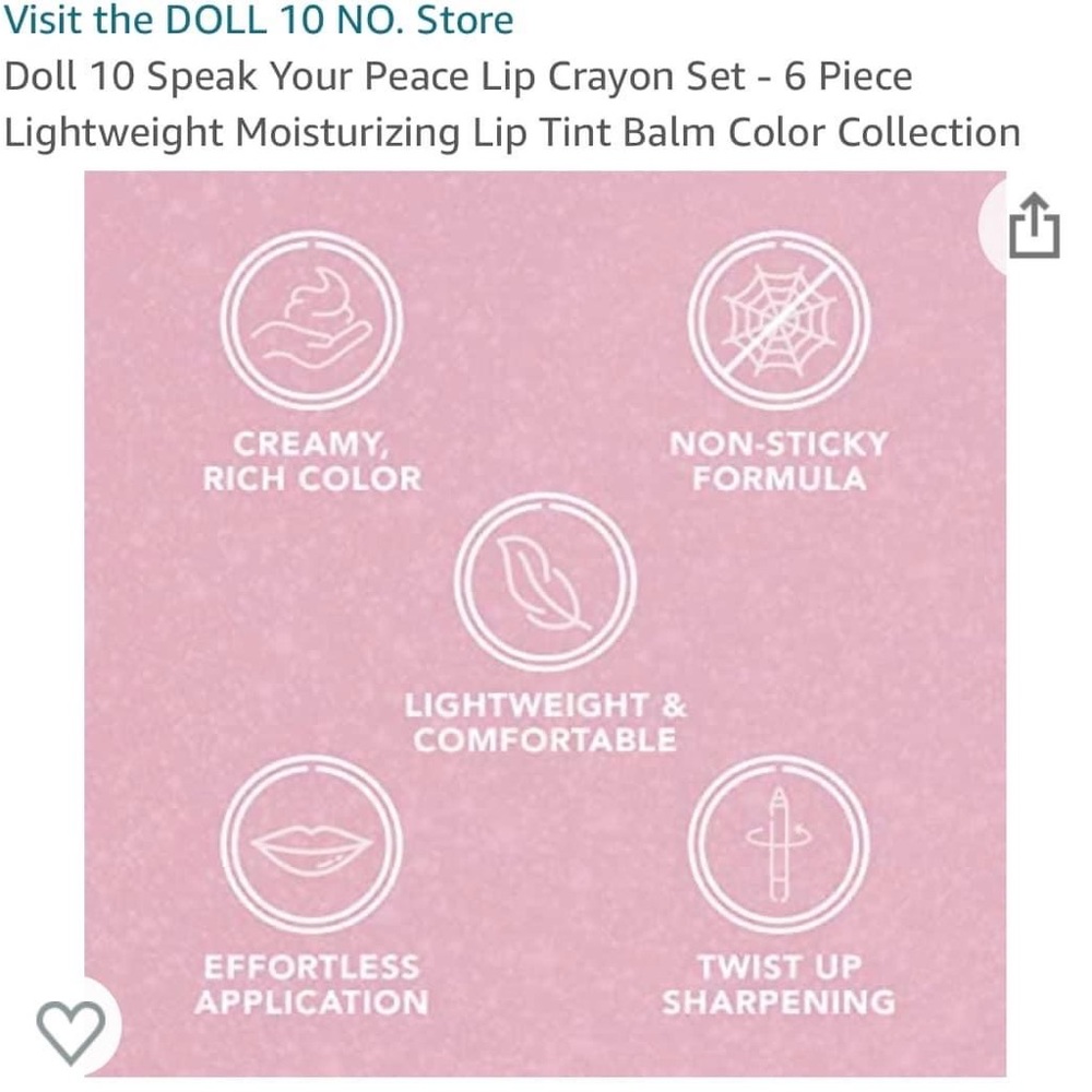 Doll 10 Speak Your Peace Lip Crayon Set - 6 Piece
Lightweight NEW